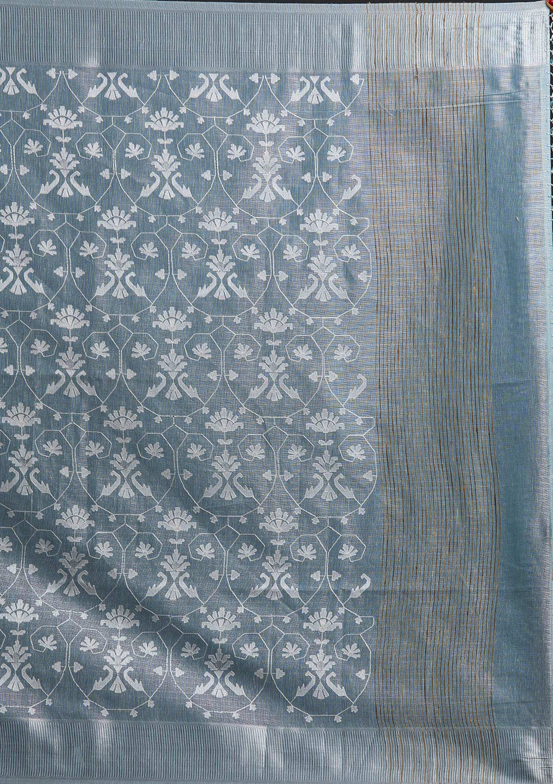 Sea Green Threadwork Art Silk Designer Saree - koskii