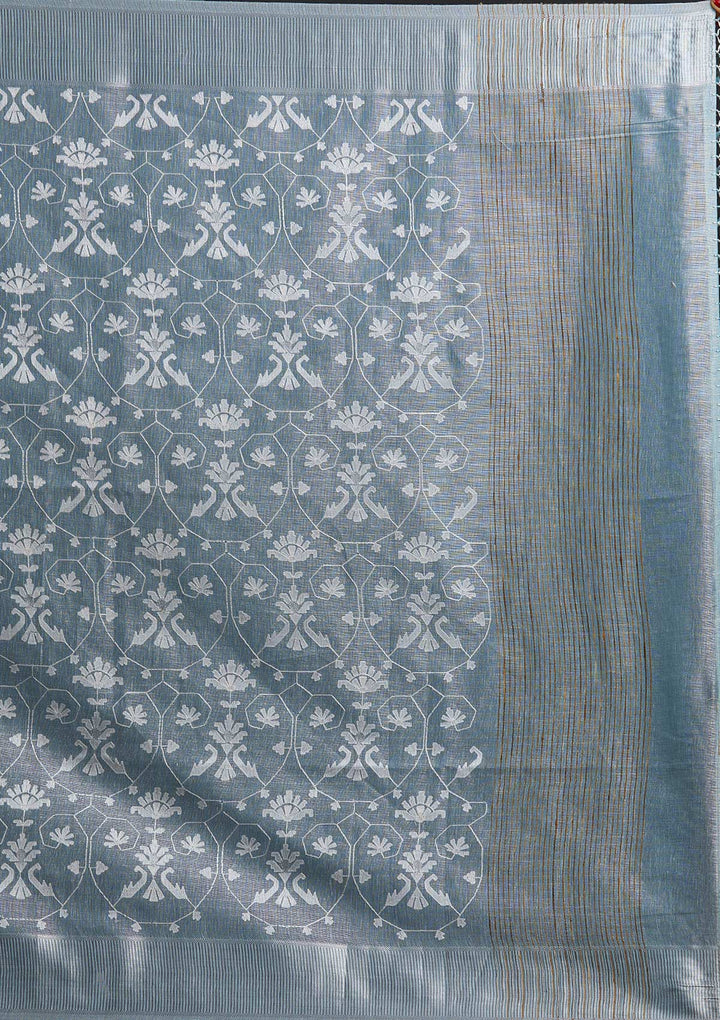 Sea Green Threadwork Art Silk Designer Saree - koskii