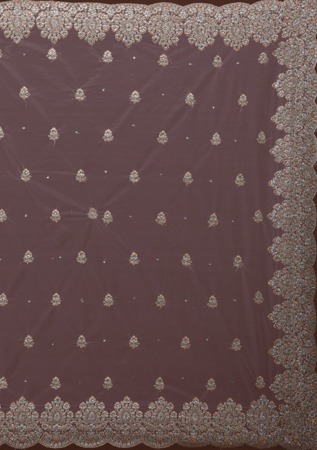 Sea Green Threadwork Net Saree-Koskii