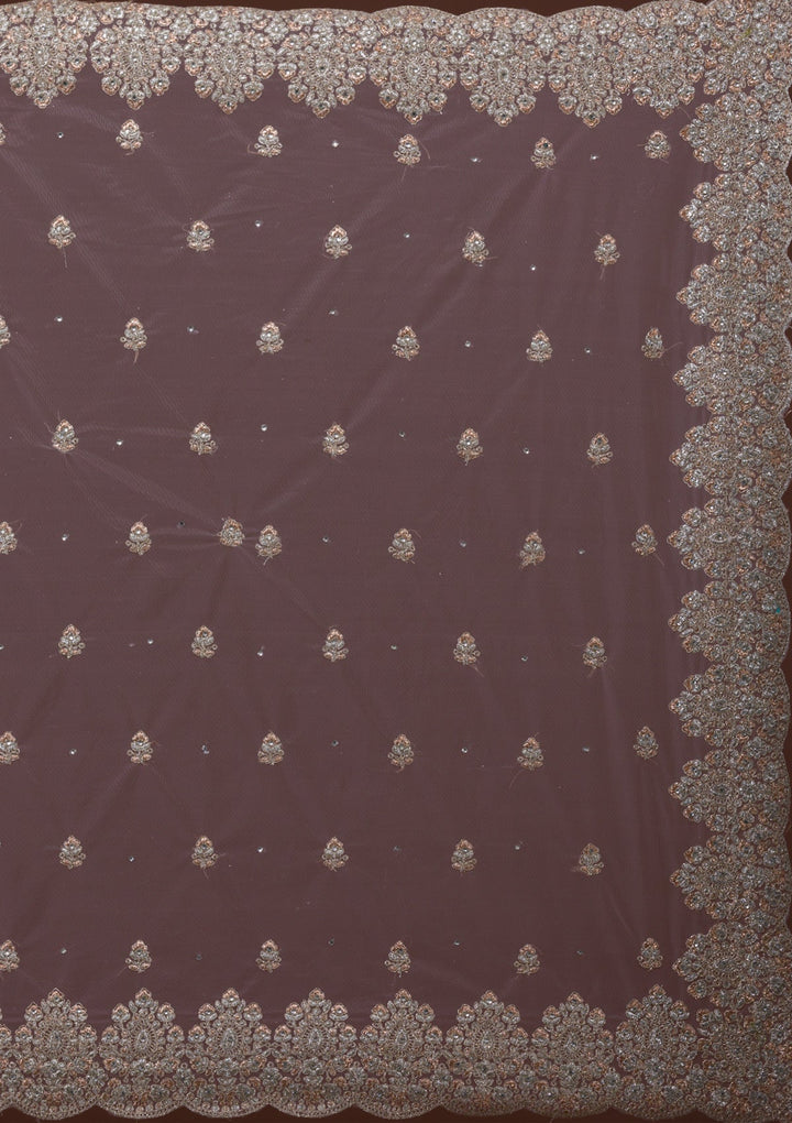 Sea Green Threadwork Net Saree-Koskii