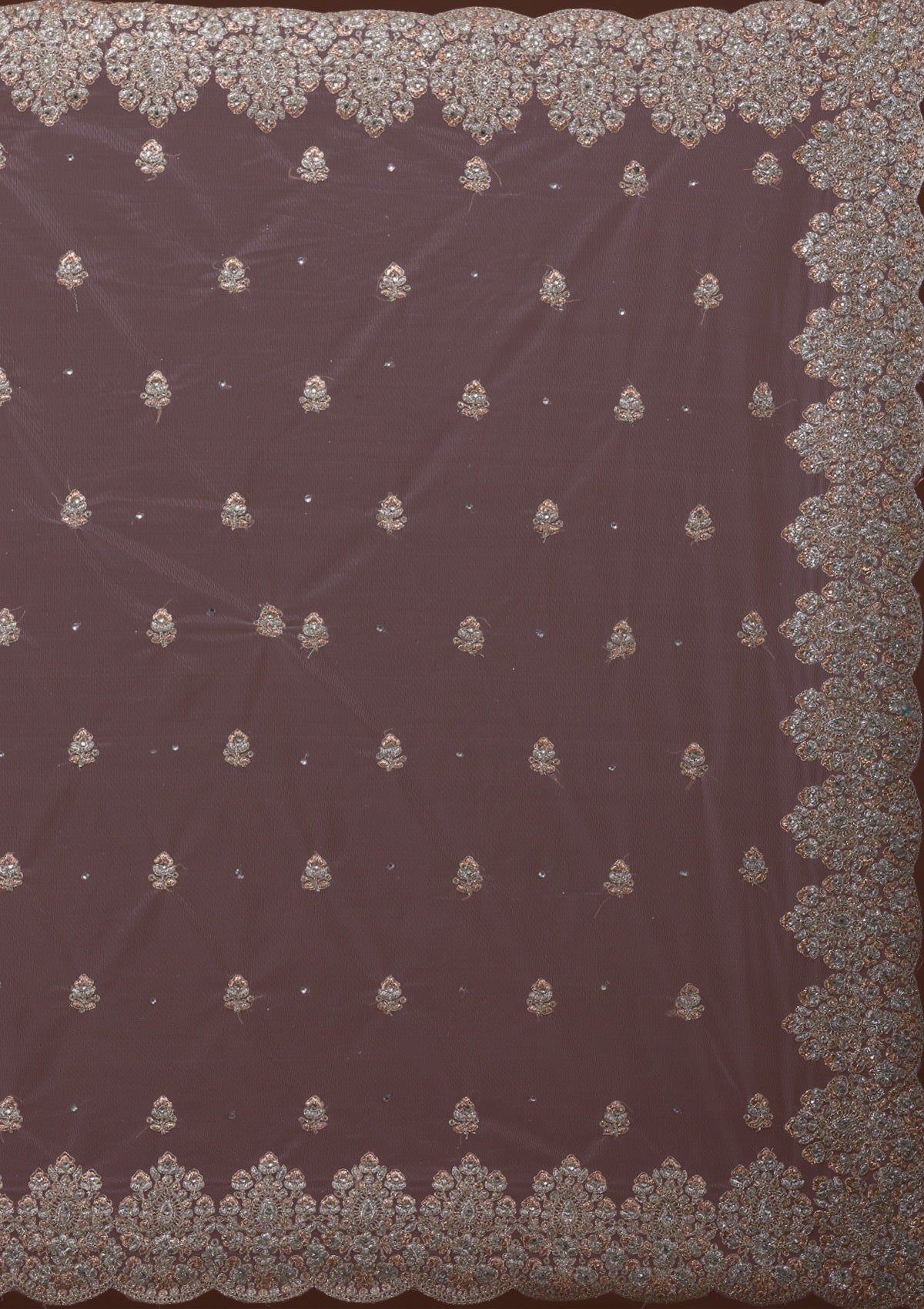 Sea Green Threadwork Net Saree-Koskii