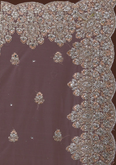 Sea Green Threadwork Net Saree-Koskii