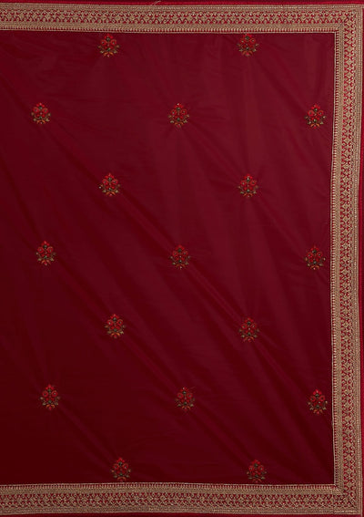 Sea Green Threadwork Raw Silk Designer Semi-Stitched Lehenga - koskii