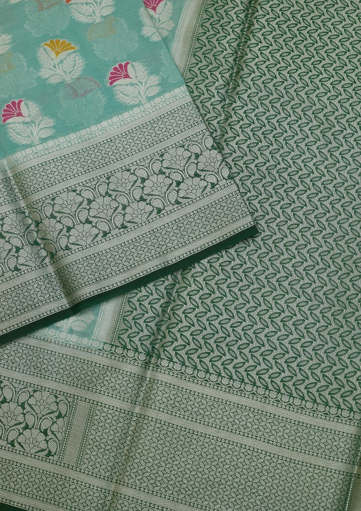 Sea Green Zariwork Art Silk Saree - Koskii
