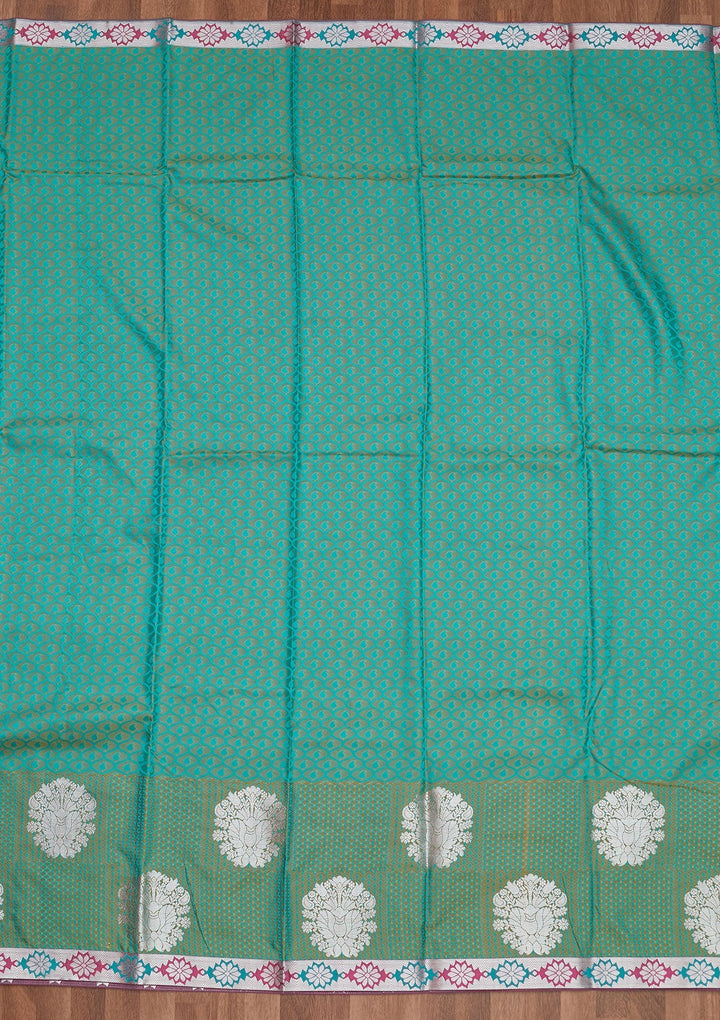 Sea Green Zariwork Art Silk Designer Saree - Koskii