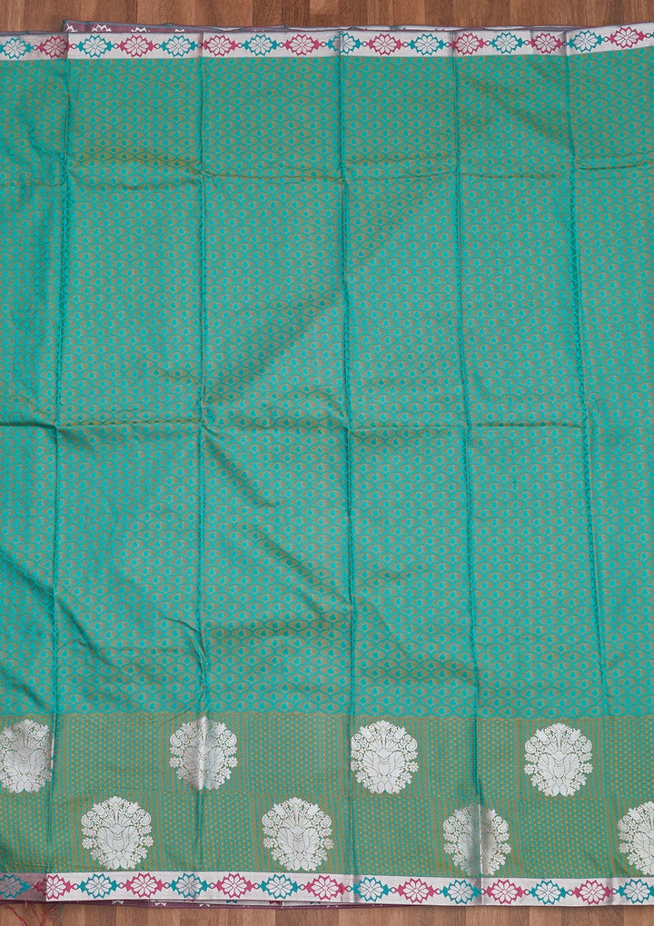 Sea Green Zariwork Art Silk Designer Saree - Koskii