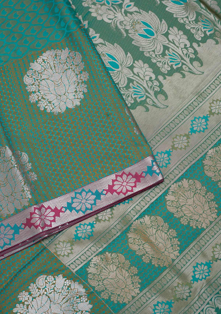 Sea Green Zariwork Art Silk Designer Saree - Koskii