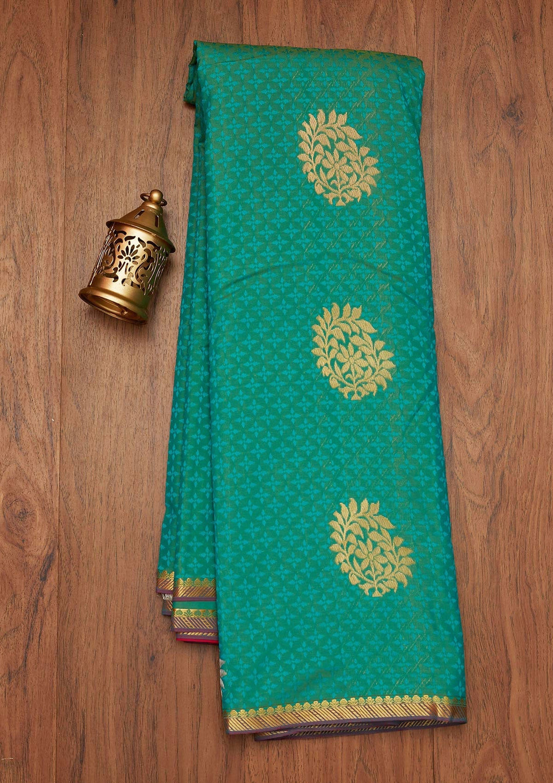 Sea Green Zariwork Art Silk Saree- Koskii