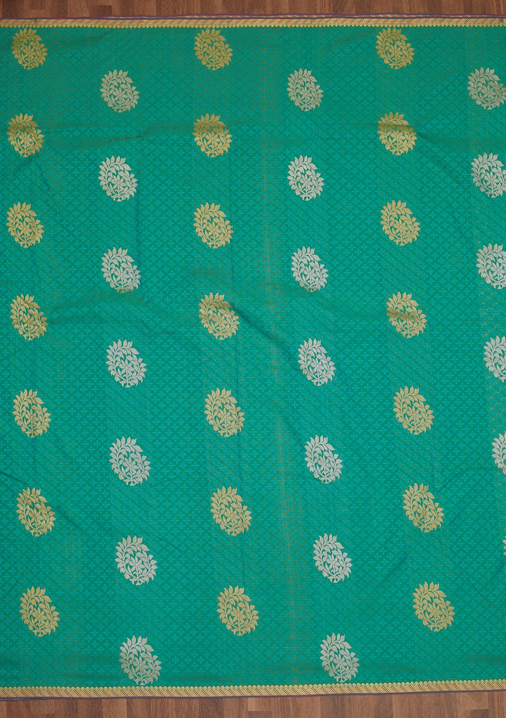 Sea Green Zariwork Art Silk Saree - Koskii
