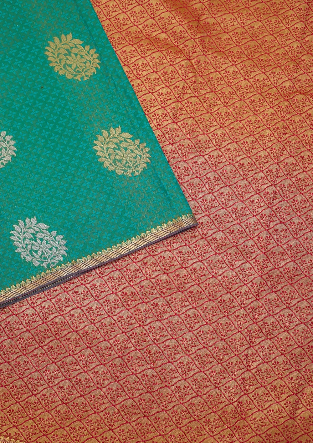 Sea Green Zariwork Art Silk Saree - Koskii