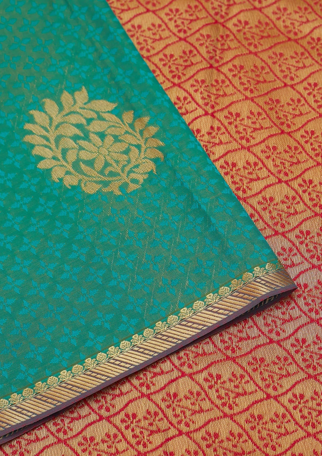 Sea Green Zariwork Art Silk Saree - Koskii