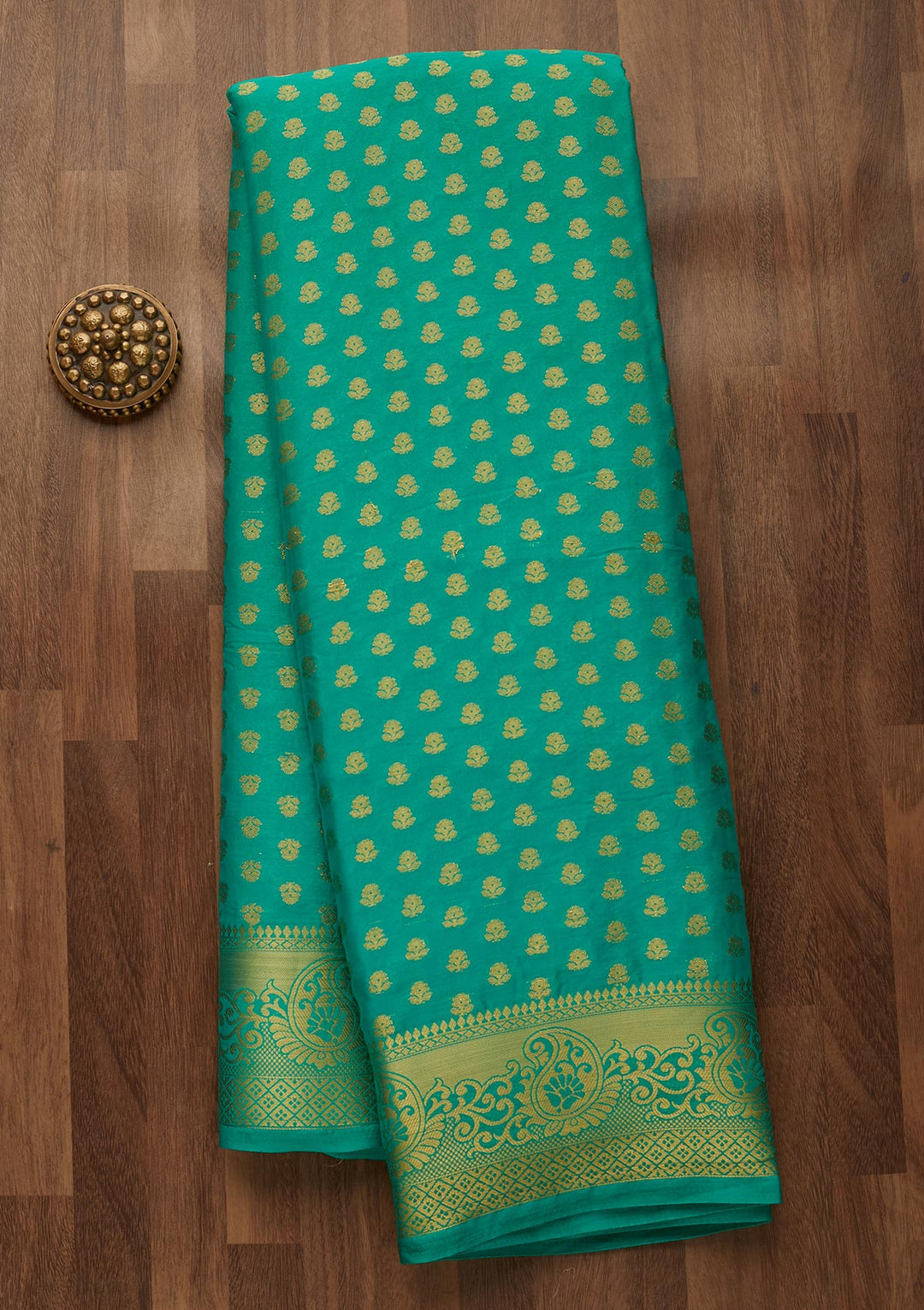 Sea Green Zariwork Art Silk Saree-Koskii