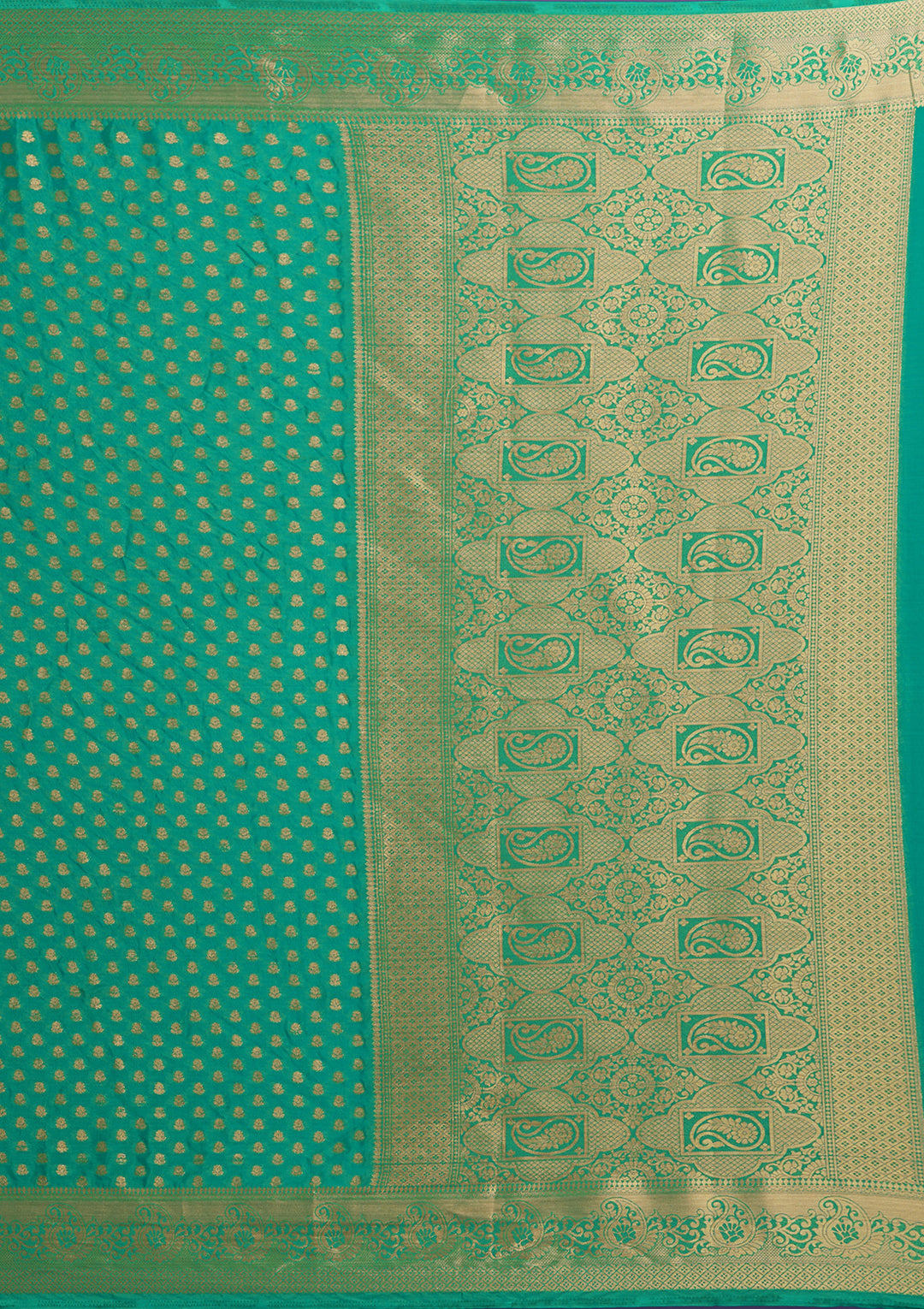 Sea Green Zariwork Art Silk Saree-Koskii