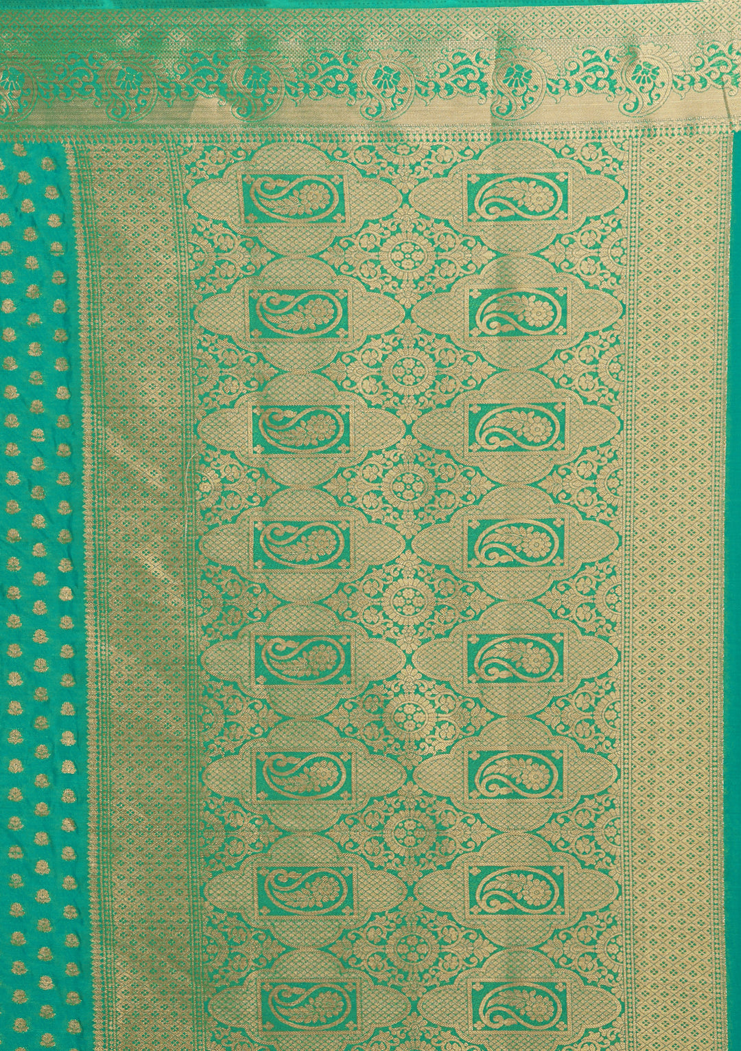 Sea Green Zariwork Art Silk Saree-Koskii