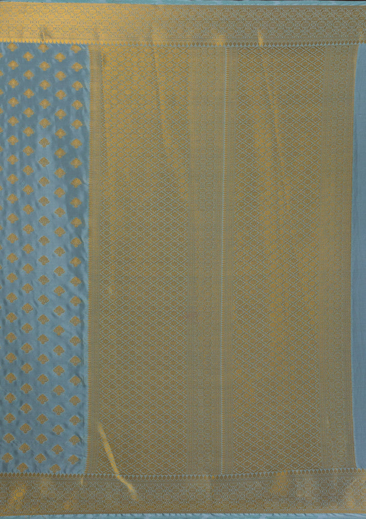 Sea Green Zariwork Art Silk Saree-Koskii