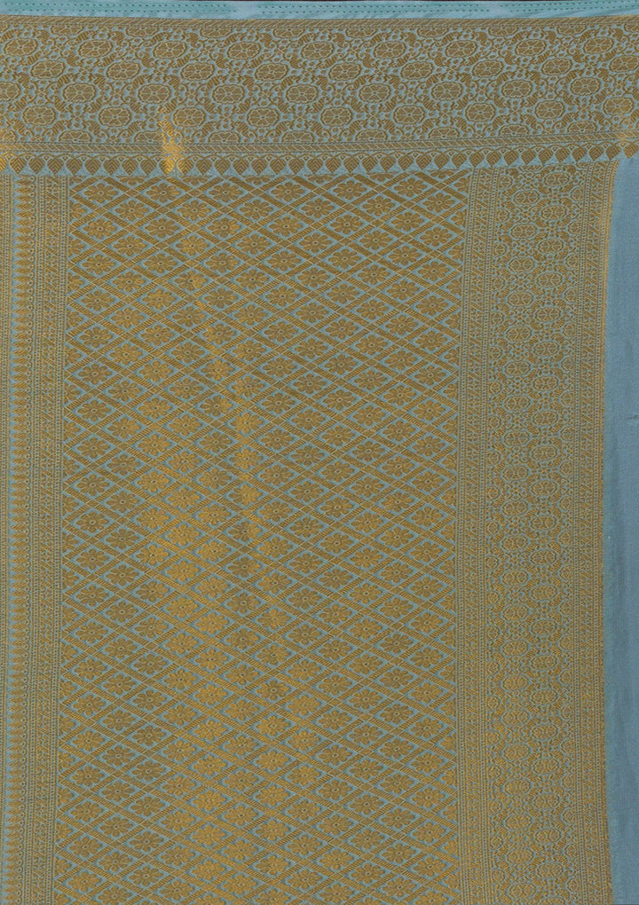 Sea Green Zariwork Art Silk Saree-Koskii