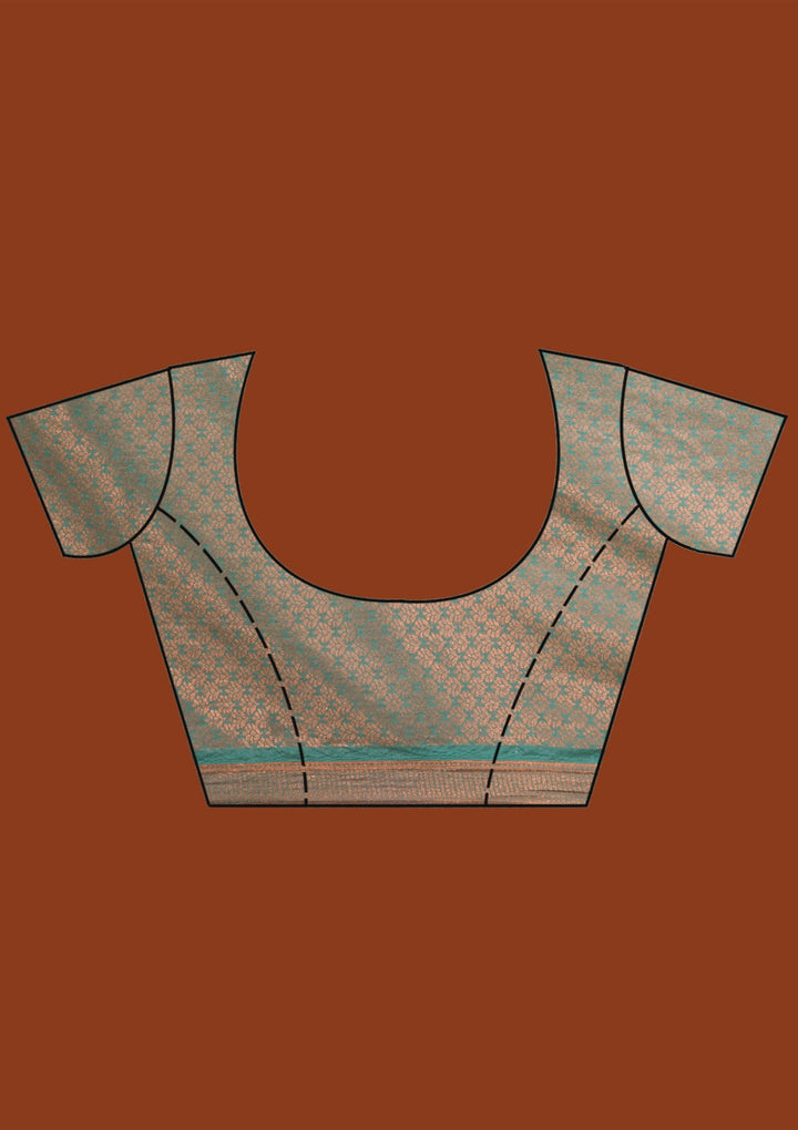 Sea Green Zariwork Art Silk Saree-Koskii