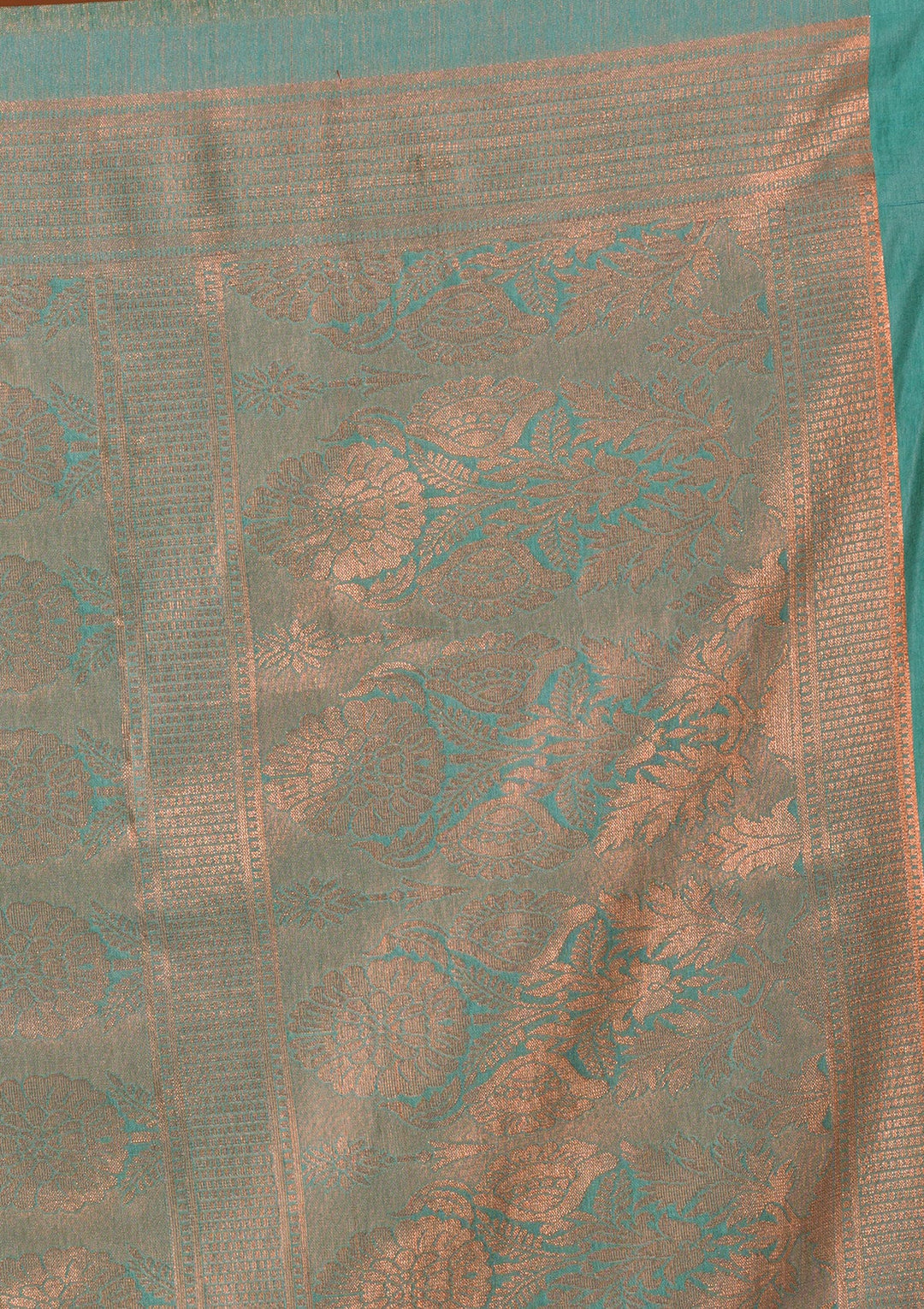 Sea Green Zariwork Art Silk Saree-Koskii