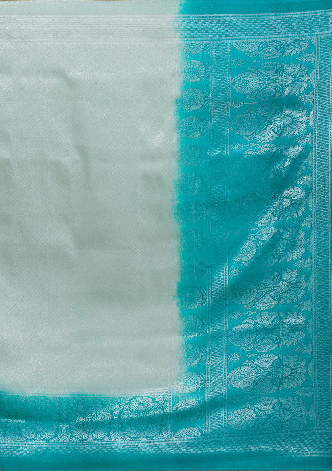 Sea Green Zariwork Banarasi Saree-Koskii