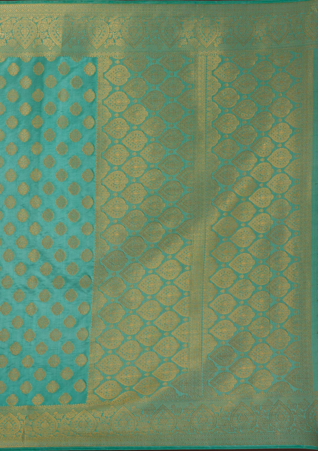 Sea Green Zariwork Art Silk Unstitched Saree-Koskii