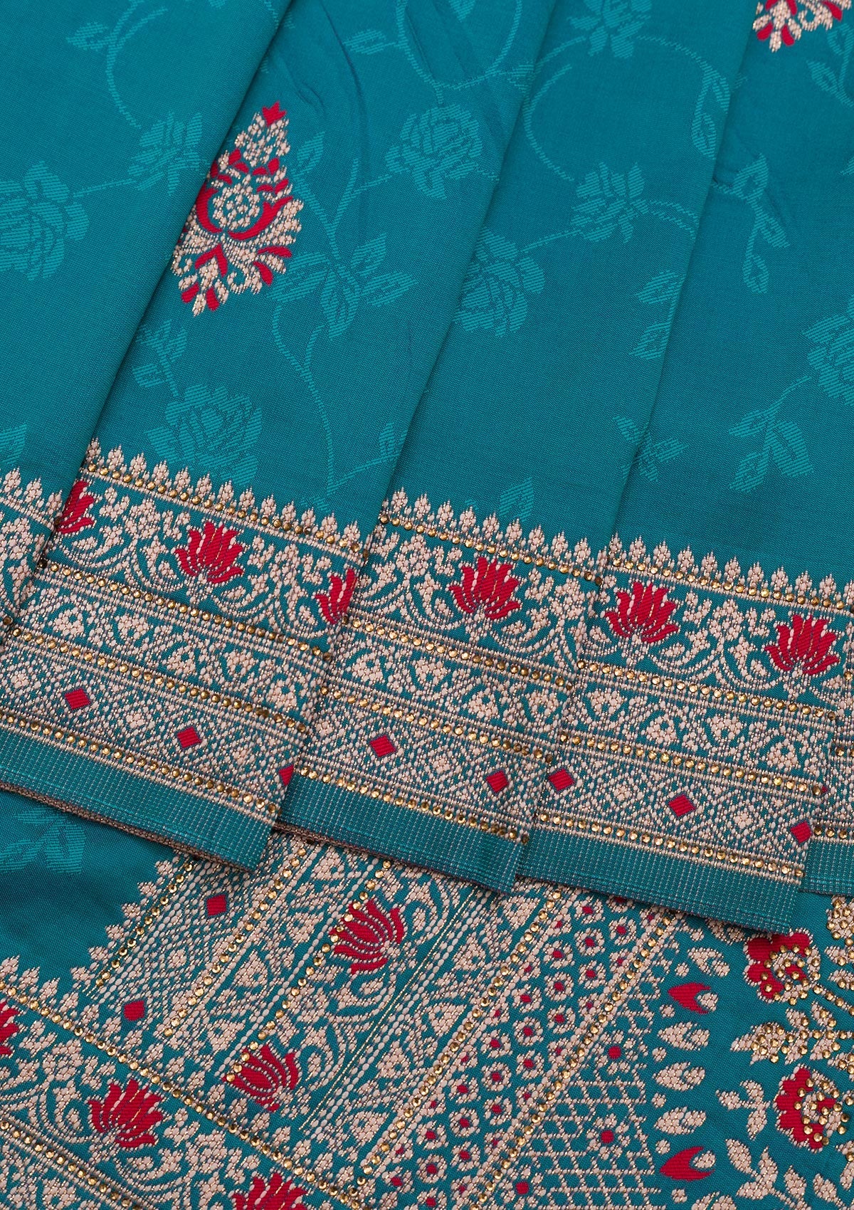 Sea Green Zariwork Art Silk Saree-Koskii