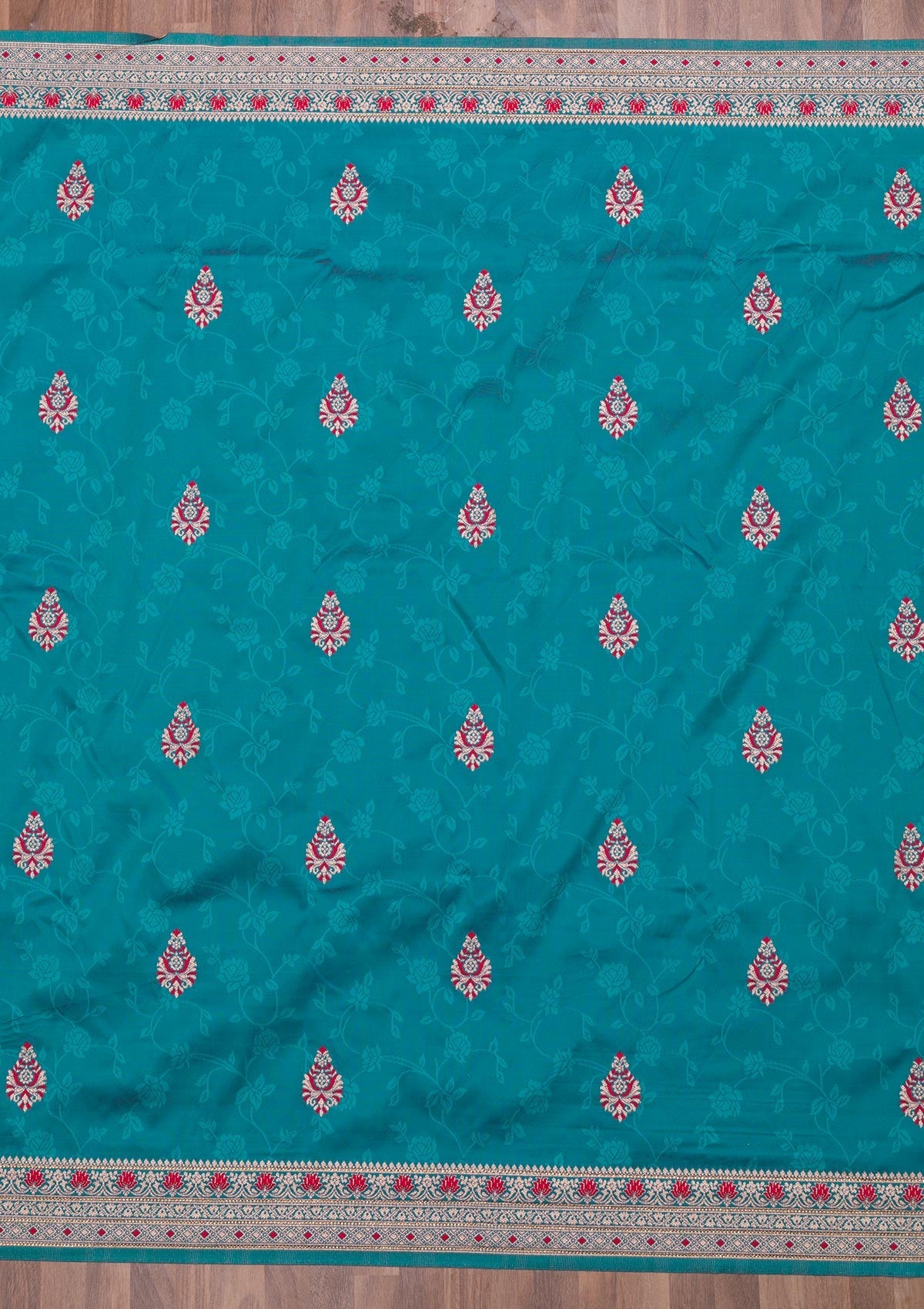 Sea Green Zariwork Art Silk Saree-Koskii