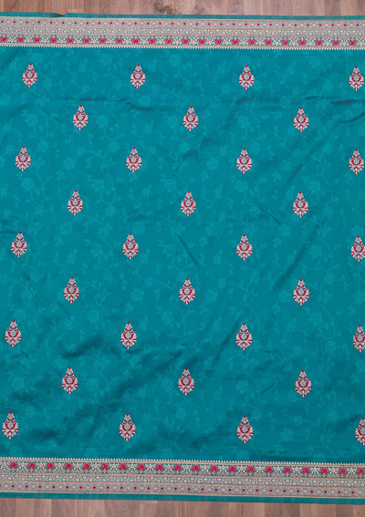 Sea Green Zariwork Art Silk Saree-Koskii