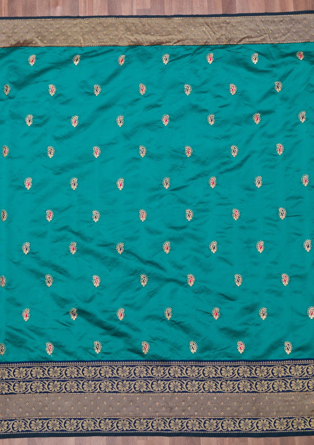 Sea Green Zariwork Art Silk Saree-Koskii