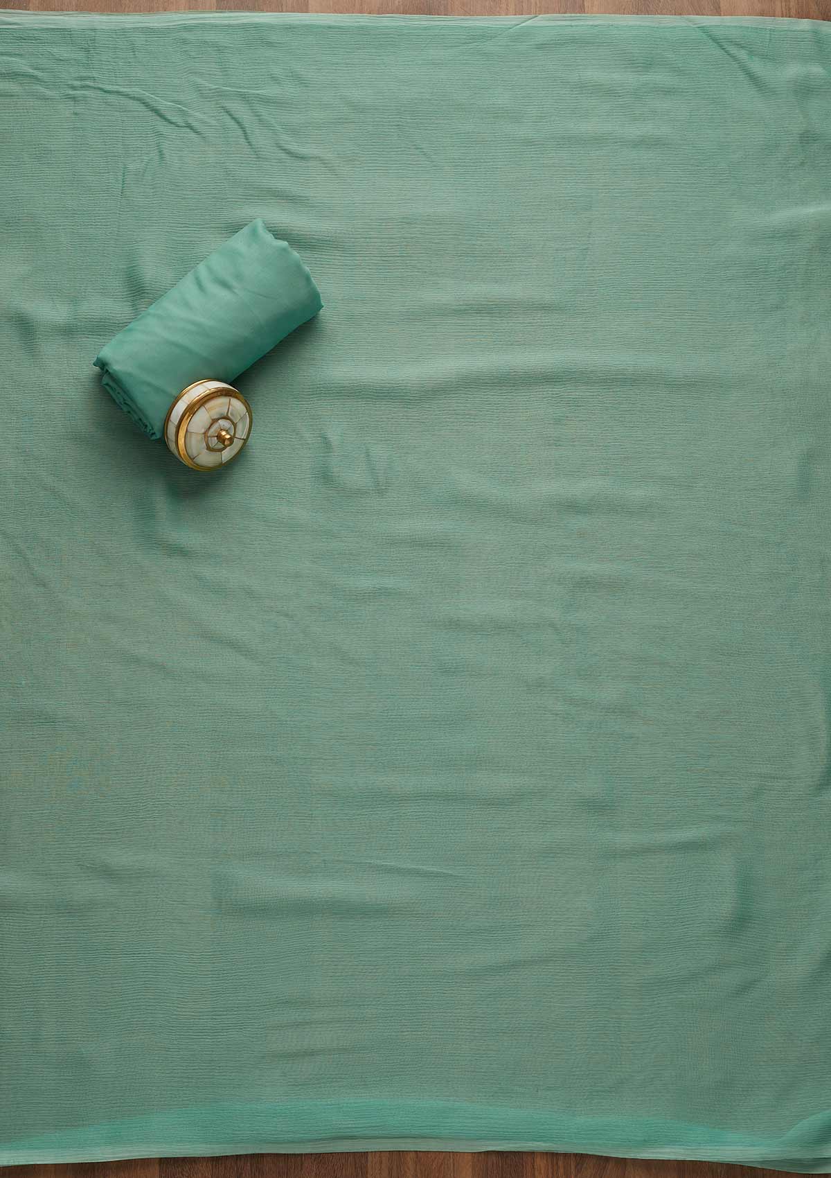Sea Green Zariwork Chanderi Unstitched Salwar Suit-Koskii