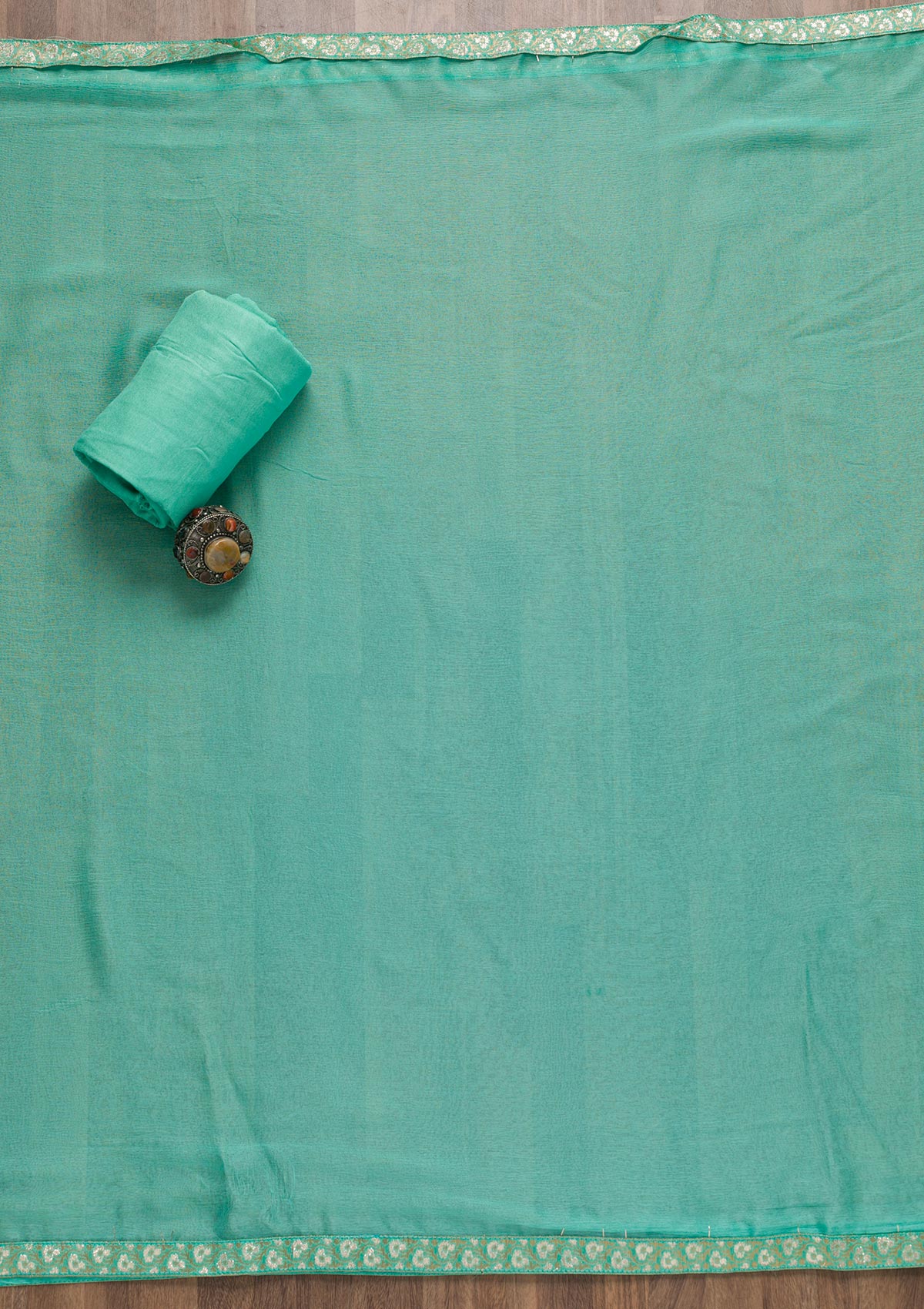 Sea Green Soft Silk Zariwork Unstitched Salwar Suit-koskii