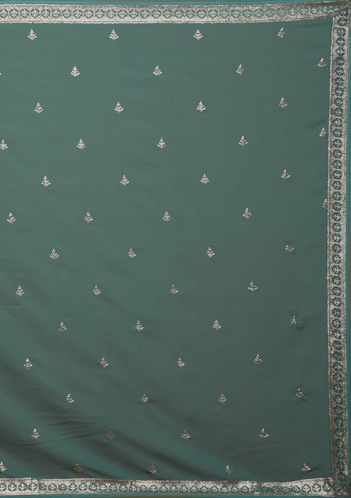 Sea Green Zariwork Georgette Designer Anarkali Suit-Koskii
