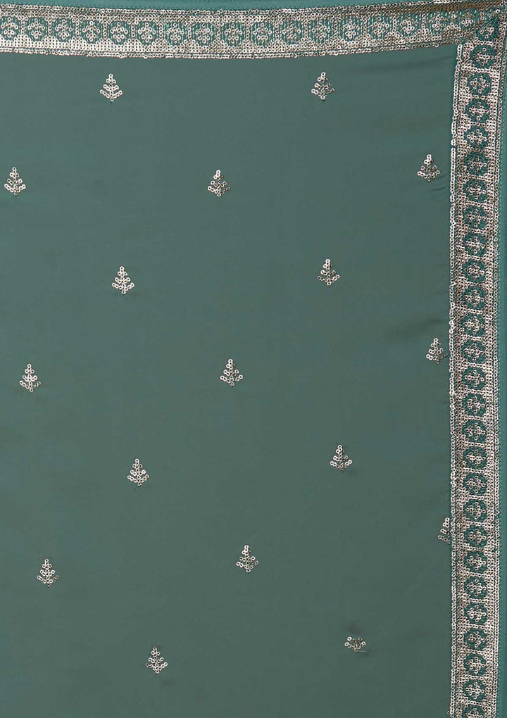 Sea Green Zariwork Georgette Designer Anarkali Suit-Koskii