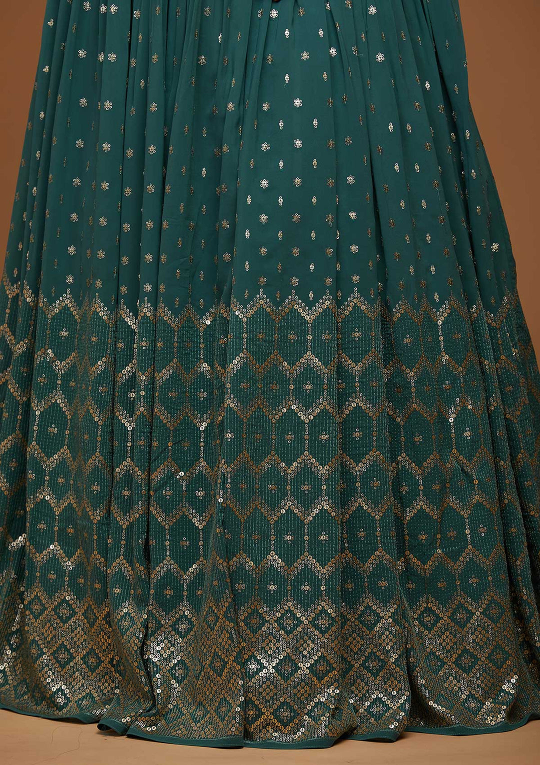 Sea Green Zariwork Georgette Designer Anarkali Suit-Koskii