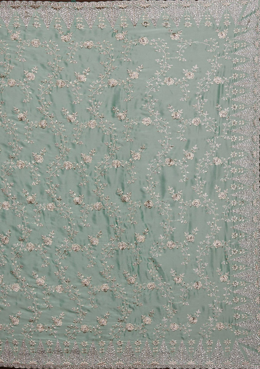 Sea Green Zariwork Georgette Saree-Koskii
