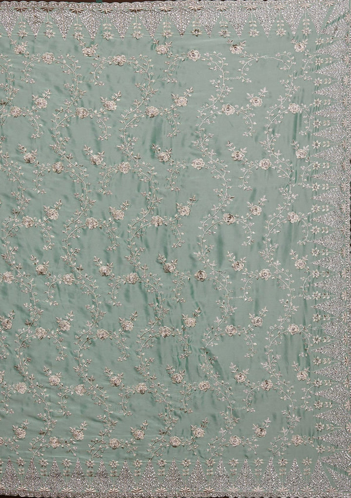 Sea Green Zariwork Georgette Saree-Koskii