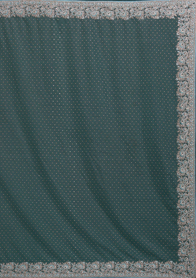 Sea Green Zariwork Net Saree - Koskii