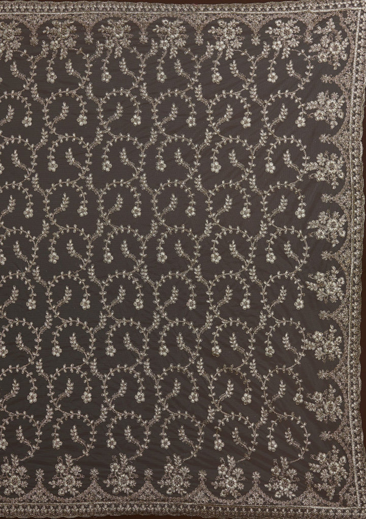 Sea Green Zariwork Net Saree-Koskii