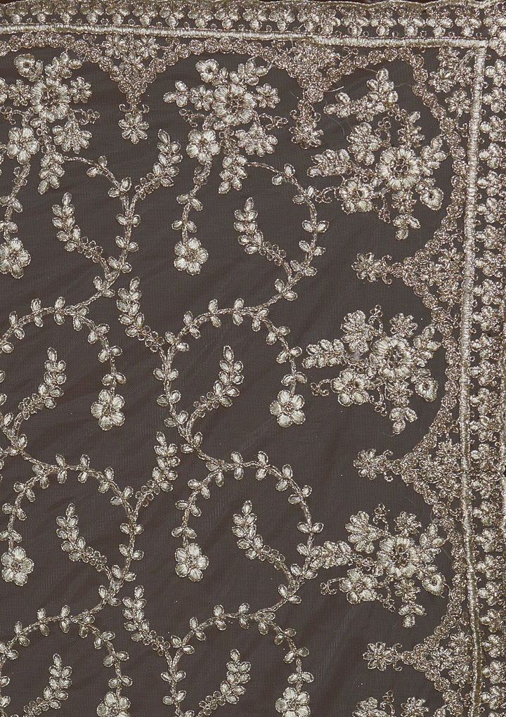 Sea Green Zariwork Net Saree-Koskii