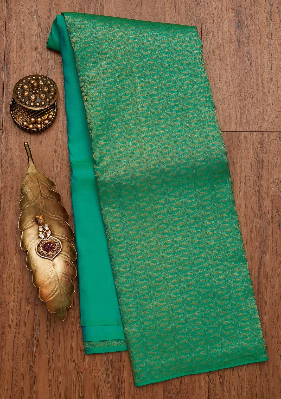 Sea Green Zariwork Pure Silk Designer Saree - koskii