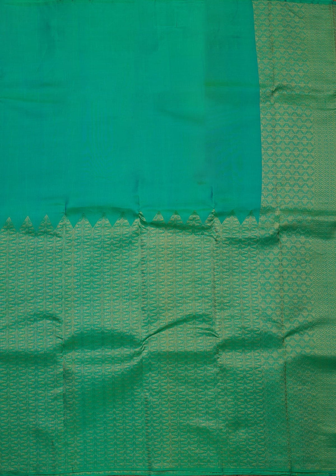 Sea Green Zariwork Pure Silk Designer Saree - koskii