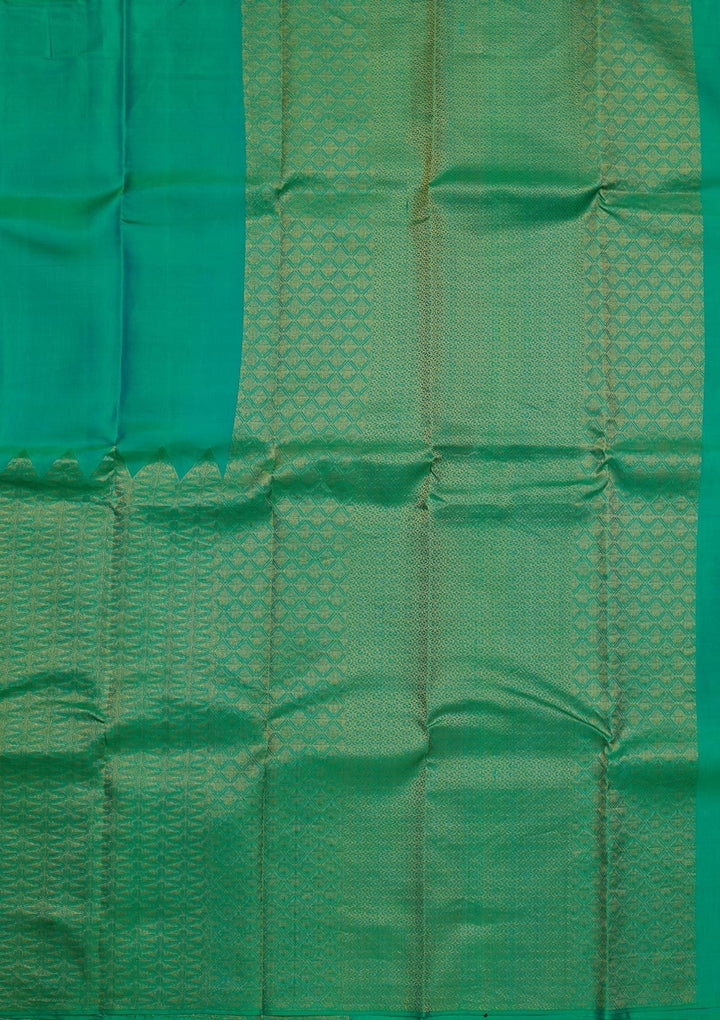 Sea Green Zariwork Pure Silk Designer Saree - koskii