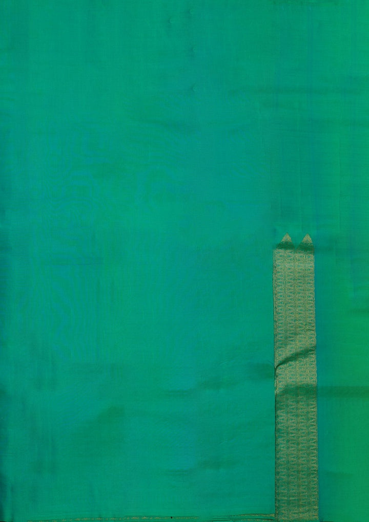 Sea Green Zariwork Pure Silk Designer Saree - koskii