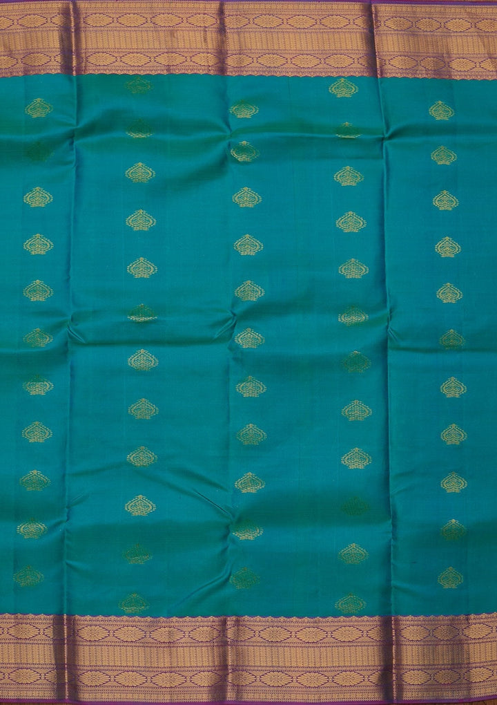 Sea Green Zariwork Pure Silk Designer Saree - koskii