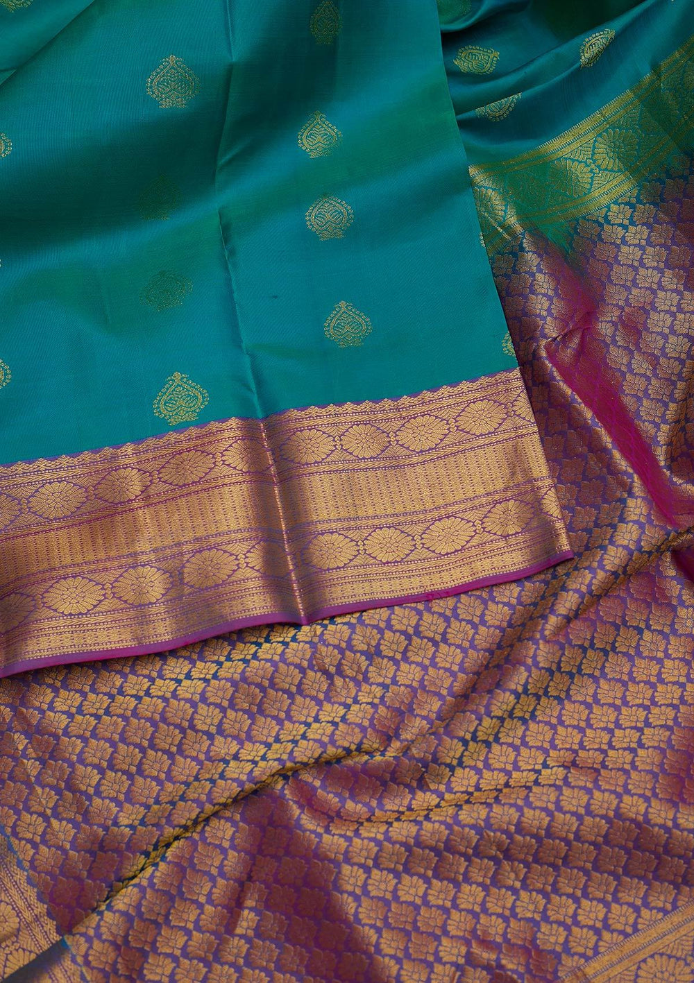 Sea Green Zariwork Pure Silk Designer Saree - koskii