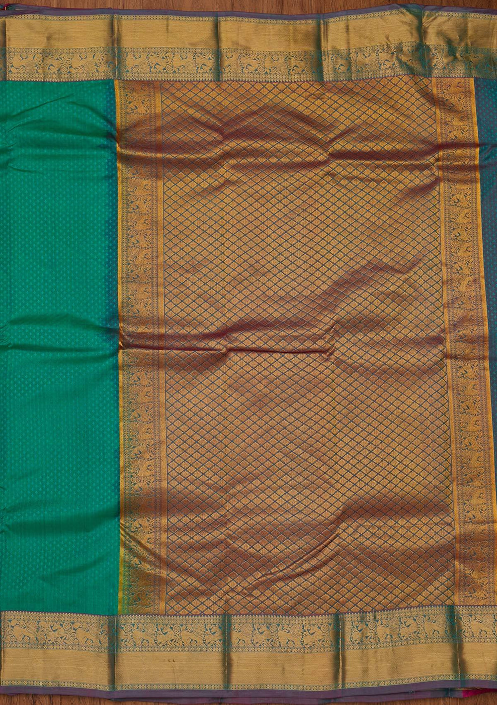 Sea Green Zariwork Pure Silk Designer Saree - koskii