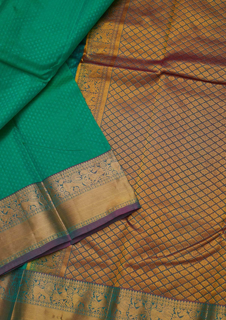 Sea Green Zariwork Pure Silk Designer Saree - koskii
