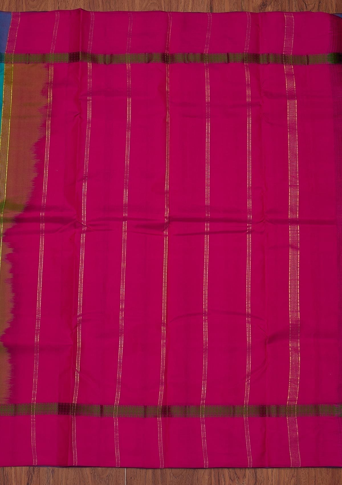 Sea Green Zariwork Pure Silk Designer Unstitched Saree - Koskii
