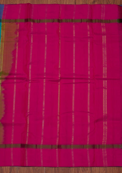 Sea Green Zariwork Pure Silk Designer Unstitched Saree - Koskii