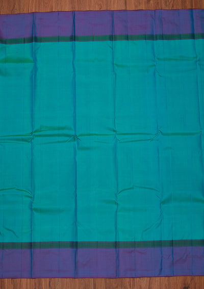 Sea Green Zariwork Pure Silk Designer Unstitched Saree - Koskii