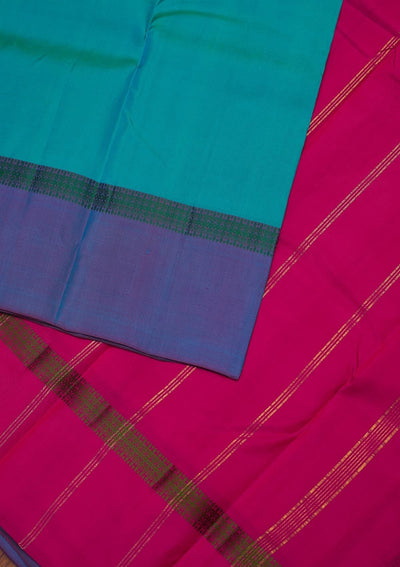Sea Green Zariwork Pure Silk Designer Unstitched Saree - Koskii